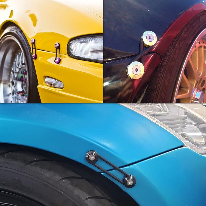 Rolling Gears JDM Bumper Quick Release Front Rear Bumper Fasteners, 4 Piece (Black), 8 x O-Ring - Image 5